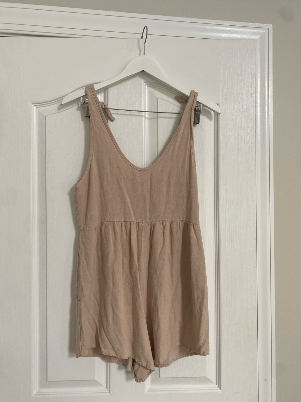 Linen / Flax Blend Tie Shoulder Romper